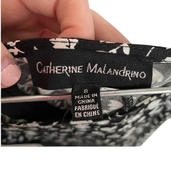 Catherine Malandrino NWT Ditsy Floral Print Midi Length Skirt Size 8 Black White - Picture 5 of 10